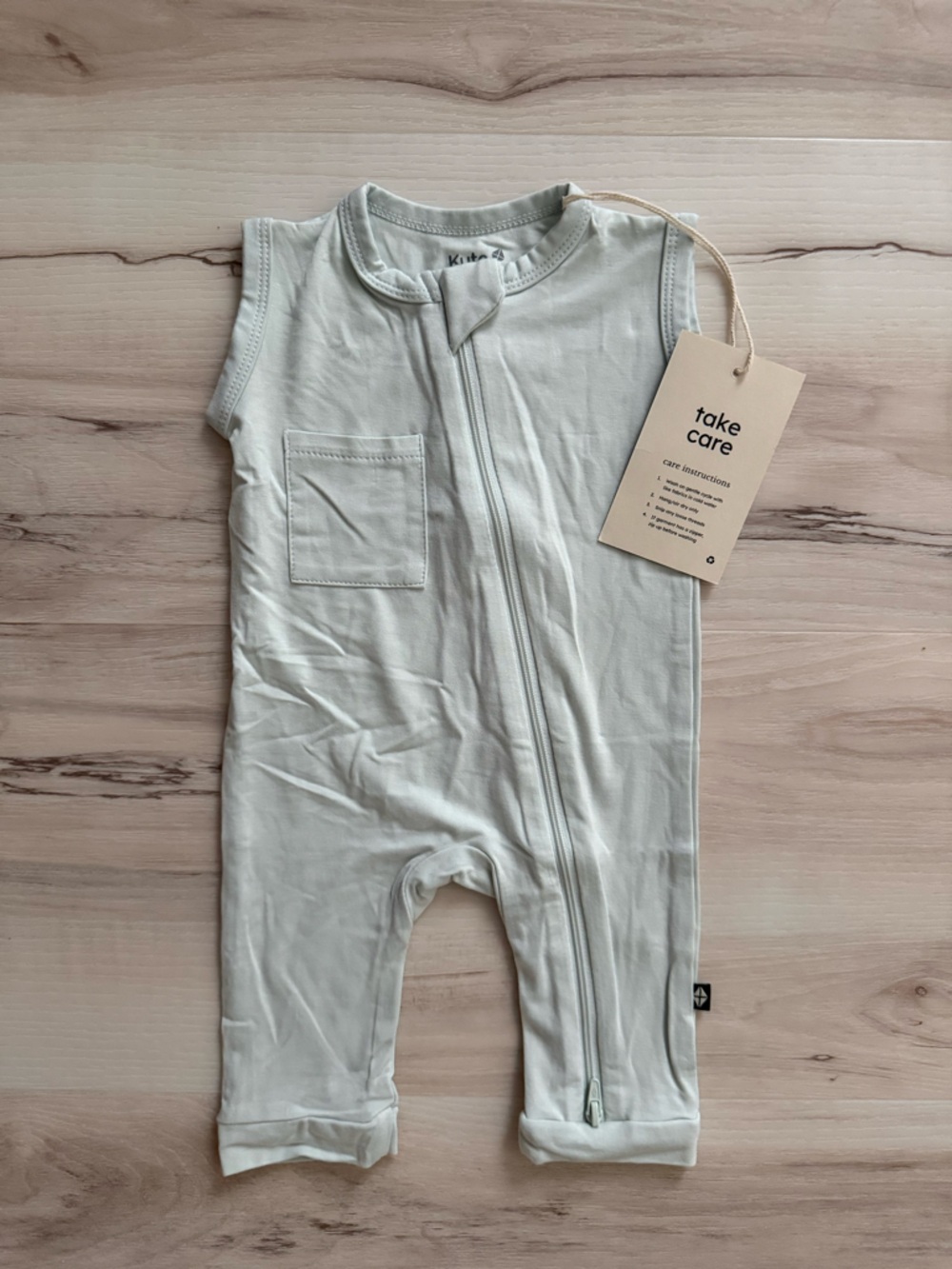 Kyte BABY Sleeveless Zip-Front One-Piece in Light Sage
